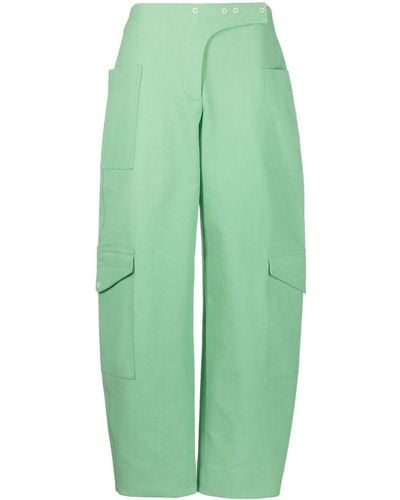 Ganni Cotton Suiting Trousers - Green