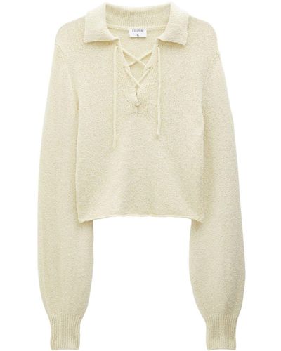 Filippa K Lace-up Spread-collar Sweater - Natural