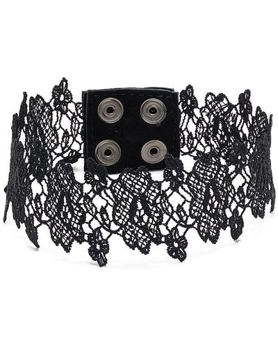 Manokhi Cotton Lace Choker Necklace - Black