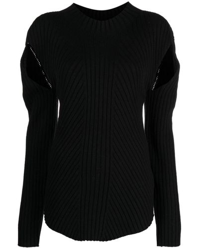 Low Classic Cut-out Ribbed-knit Jumper - Black