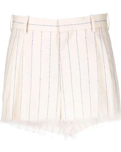 Marni Pantalones cortos a rayas con flecos - Blanco