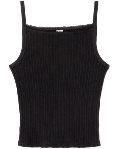 RE/DONE Ribbed-knit Cotton Tank Top - Black