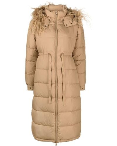 Twin Set Feather-trimmed Hood Padded Parka - Natural