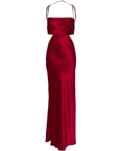 Michelle Mason Plunge Back Silk Dress - Red