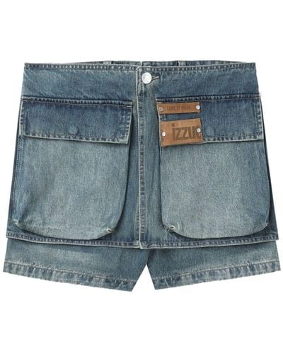 Izzue Jeans-Shorts mit Logo-Applikation - Blau