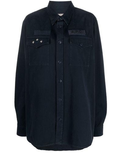 A.P.C. Stud-embellished Long-sleeve Jacket - Blue
