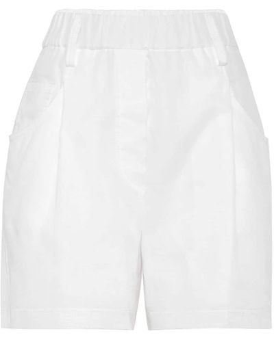 Brunello Cucinelli Pressed-crease cotton shorts - Weiß