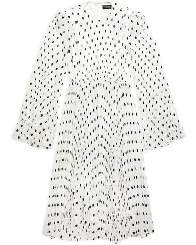 Balenciaga Hand Drawn Polka-dot Pleated Dress - White