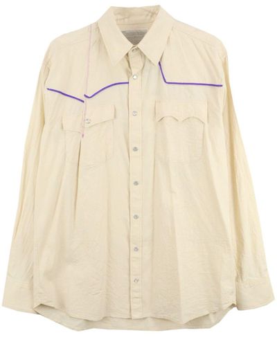 Kolor Pipe-trim Cotton Shirt - Natural