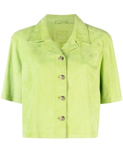 DESA NINETEENSEVENTYTWO Cropped Suede Shirt - Green