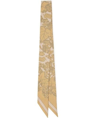 Burberry Botanical-print silk scarf - Mettallic