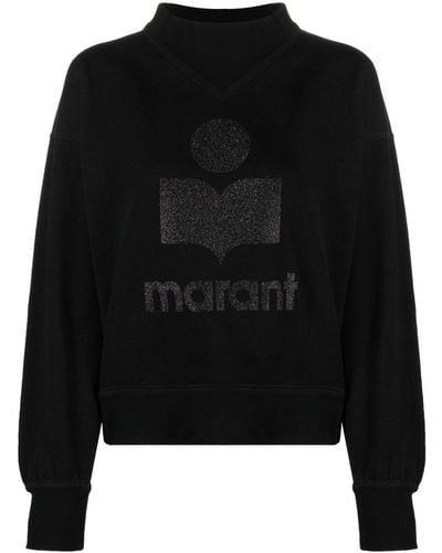 Isabel Marant Black Moby Glitter Logo Sweatshirt