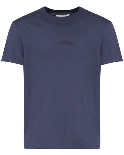 Maison Margiela Logo-embroidered Cotton T-shirt - Blue