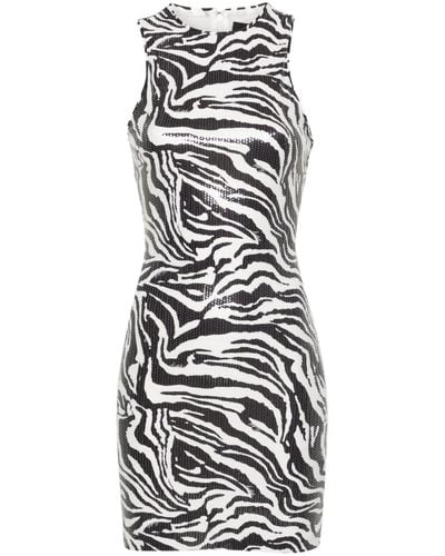 ROTATE BIRGER CHRISTENSEN Zebra-print Sequin Embellished Dress - Black