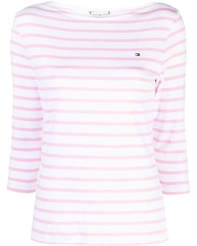 Tommy Hilfiger Stripe-print Cotton Top - Pink