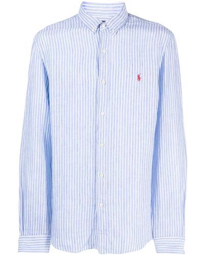 Polo Ralph Lauren Striped Linen Button-down Shirt - Blue