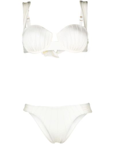 Noire Swimwear Underwire-cup Tie-fastening Bikini Set - White