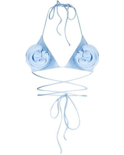 Magda Butrym Haut de bikini à fleurs appliquées - Bleu
