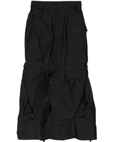 Junya Watanabe Asymmetric cargo midi skirt - Noir
