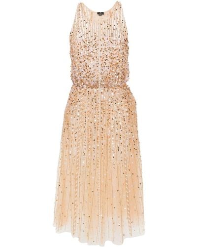Elisabetta Franchi Sequin-Embellished Midi Dress - Natural