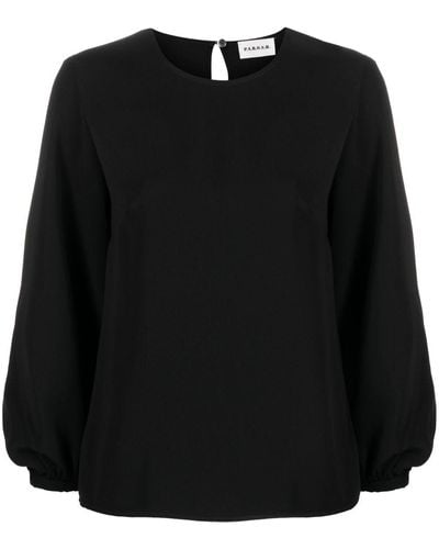 P.A.R.O.S.H. Long-sleeve Round-neck Top - Black