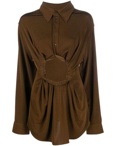 Y. Project Cut-out Detail Long-sleeve Shirt - Brown