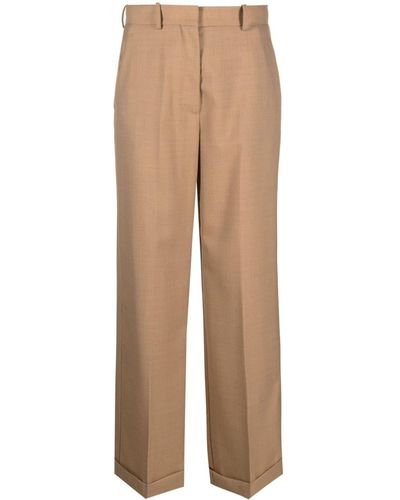 Erika Cavallini Semi Couture Tailored Wide-leg Wool Trousers - Naturel