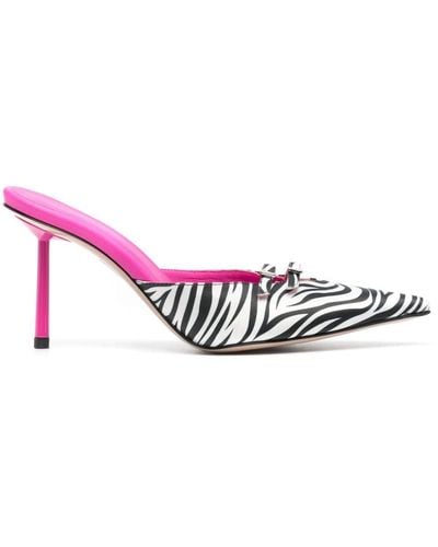 Le Silla Zebra-print Satin Mules - Pink