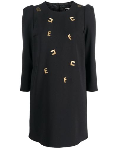 Elisabetta Franchi Logo-plaque Embellished Minidress - Black