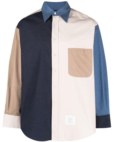 Thom Browne Patchwork Long-sleeve Shirt - Blue