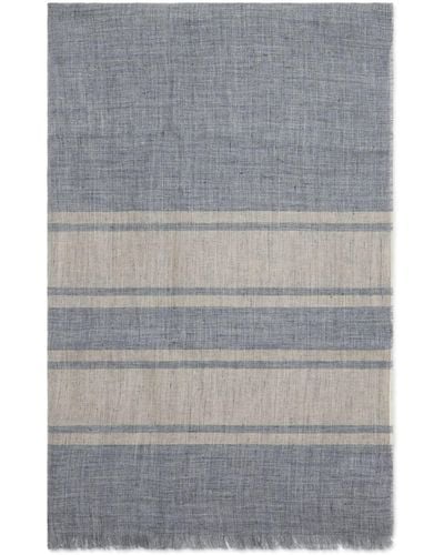 Brunello Cucinelli Stripe-detail Mélange Linen Scarf - Grey