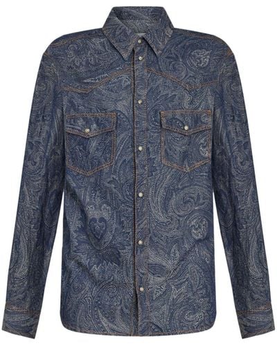 Etro Overhemd Met Paisley-print - Blauw