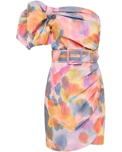 Rebecca Vallance Amaya Abstract-print Mini Dress - Pink