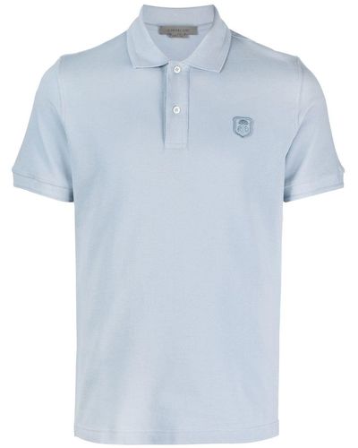 Corneliani Polo con applicazione logo - Blu