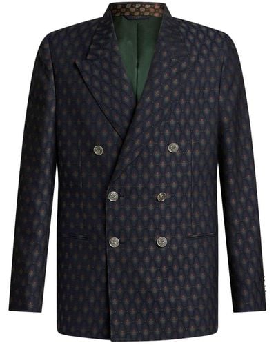 Etro Floral-jacquard Double-breasted Blazer - Black