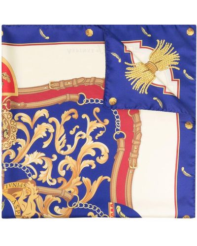 Aspinal of London Baroque-pattern Print Scarf - Blue