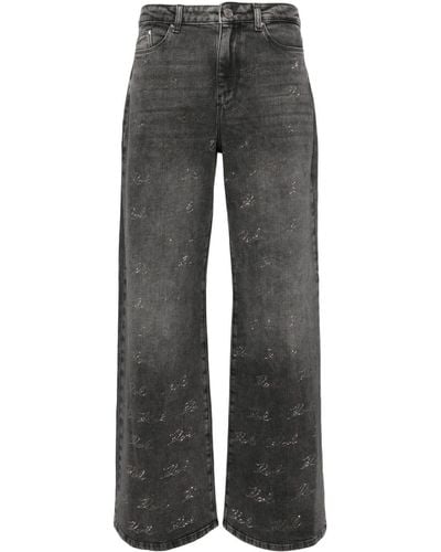 Karl Lagerfeld Sparkle Jeans mit weitem Bein - Grau