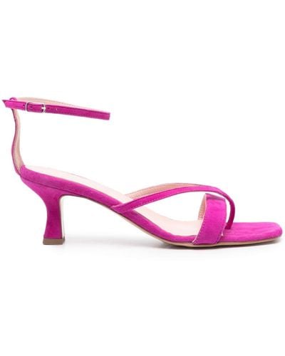 Anna F. 70mm Suede Sandals - Pink
