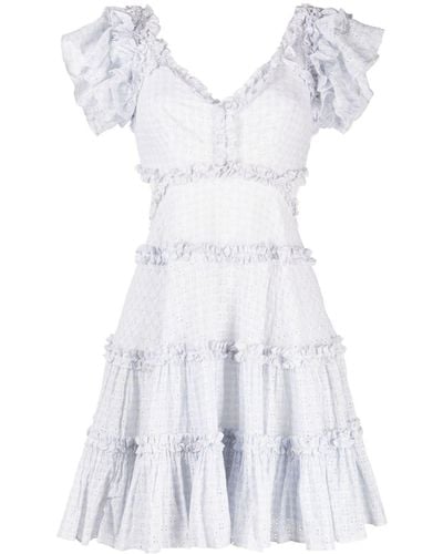 Needle & Thread Broderie-anglaise Organic Cotton Minidress - White