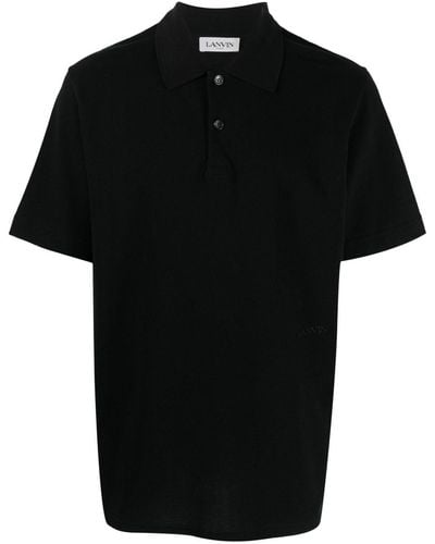 Lanvin Logo-embroidered Cotton Polo Shirt - Black