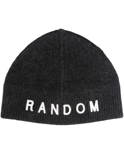 Random Identities Slogan-embroidered Ribbed-knit Beanie - Black