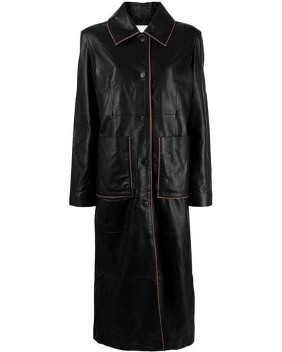 Remain Single-breasted Leather Maxi Coat - Black