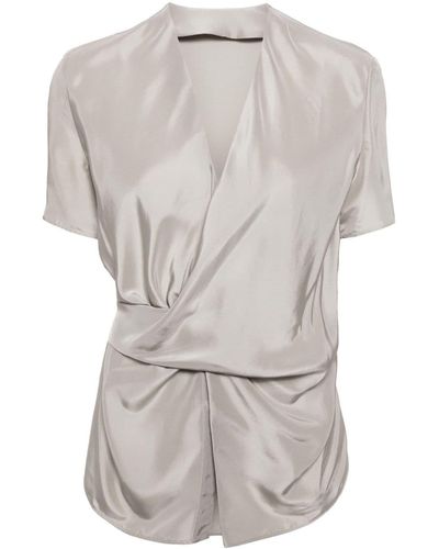 JNBY V-neck silk wrap blouse - Grau