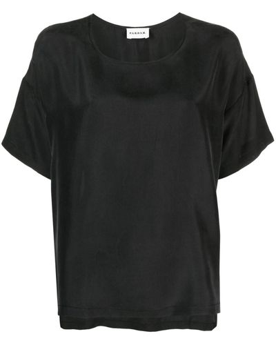 P.A.R.O.S.H. Boxy Silk T-shirt - Black
