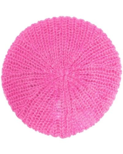 Ganni Mohair-wool Beret Beanie - Pink