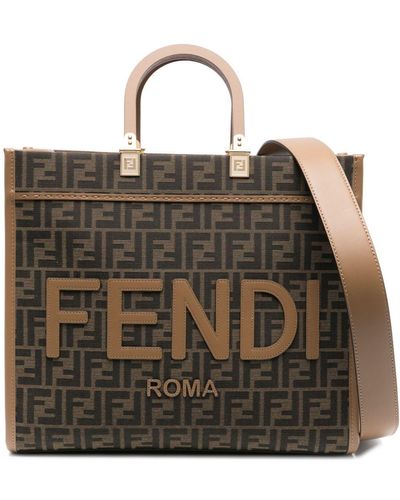 Fendi Sombrero fedora con ribete de cinta y logo - Marrón