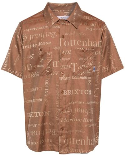 Martine Rose Text-print Cotton Shirt - Brown