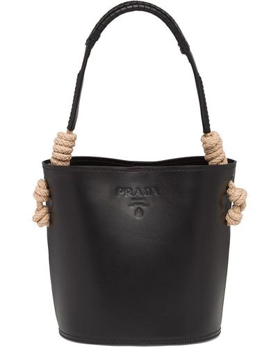 Prada Bucket Bag With Rope Knots - Black