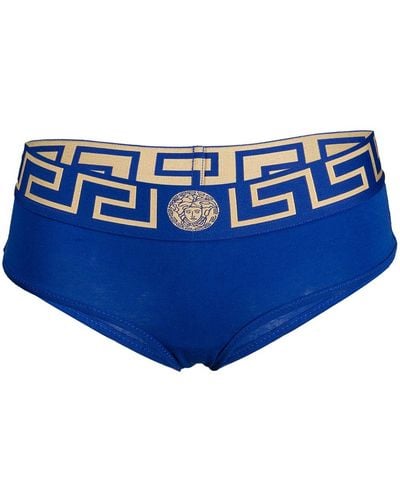 Versace Bragas con motivo Greca en la cinturilla - Azul