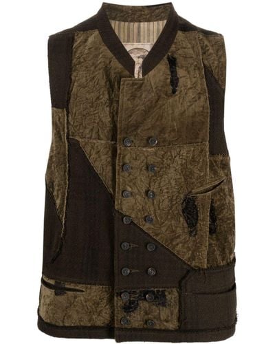 Ziggy Chen Patchwork Double-breasted Waistcoat - Green